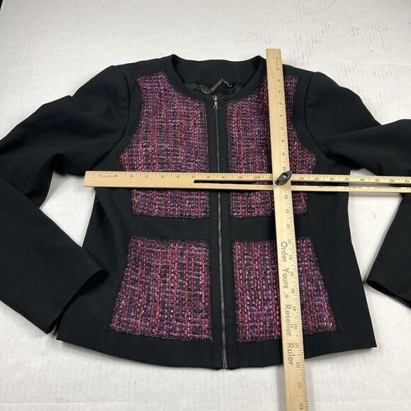 Trina Turk Womens Work Evening Blazer Purple Black Zip Up Classic Jacket Size 6 - Picture 5 of 12